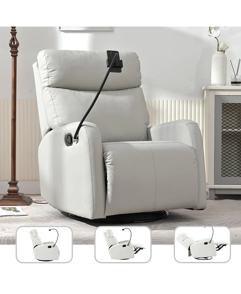 360° Swivel Rocking Recliner Chair with Padded Backrest for Nursery