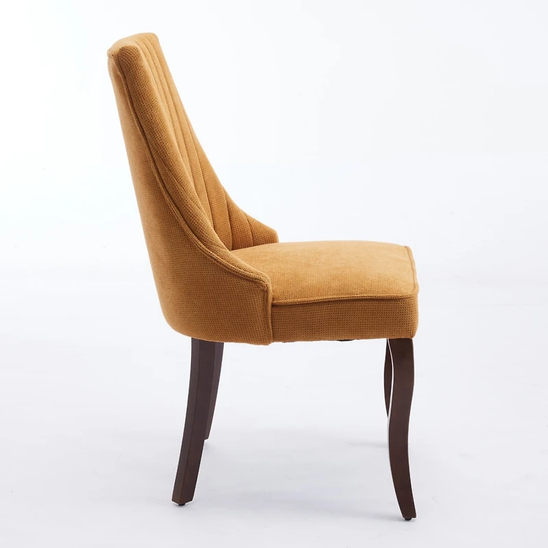Streamdale Rayon-Flocked Dining Chairs with Solid Wood Legs, Set of 2 (Gold)