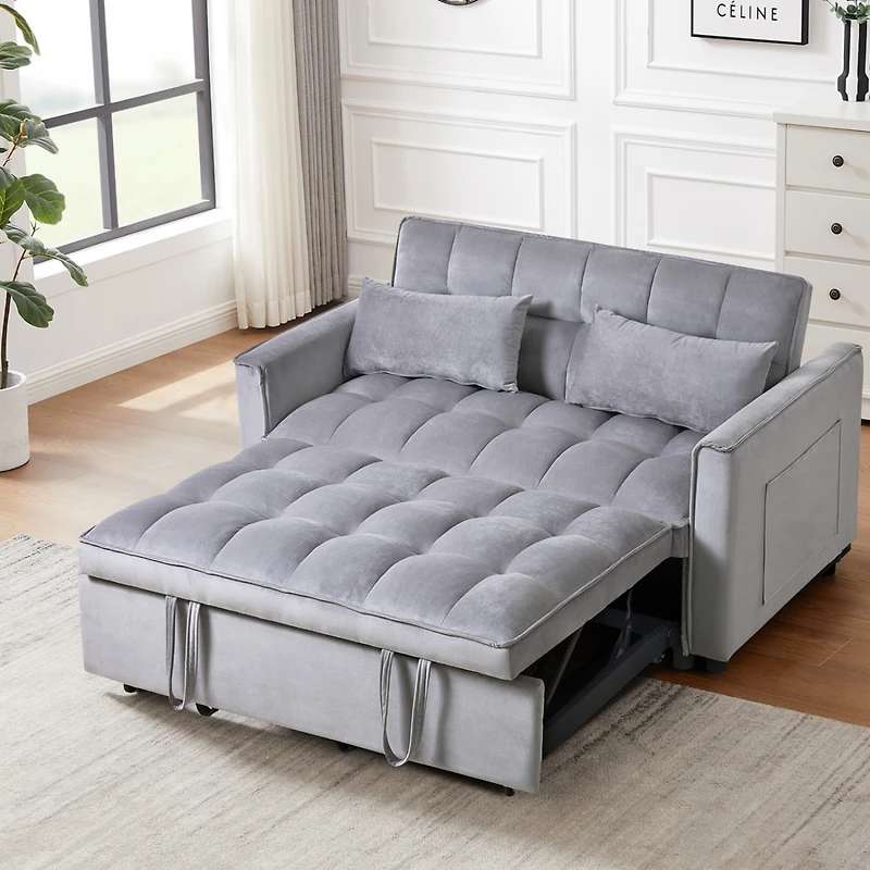 Streamdale Convertible Sleeper Sofa Bed with Velvet Loveseat