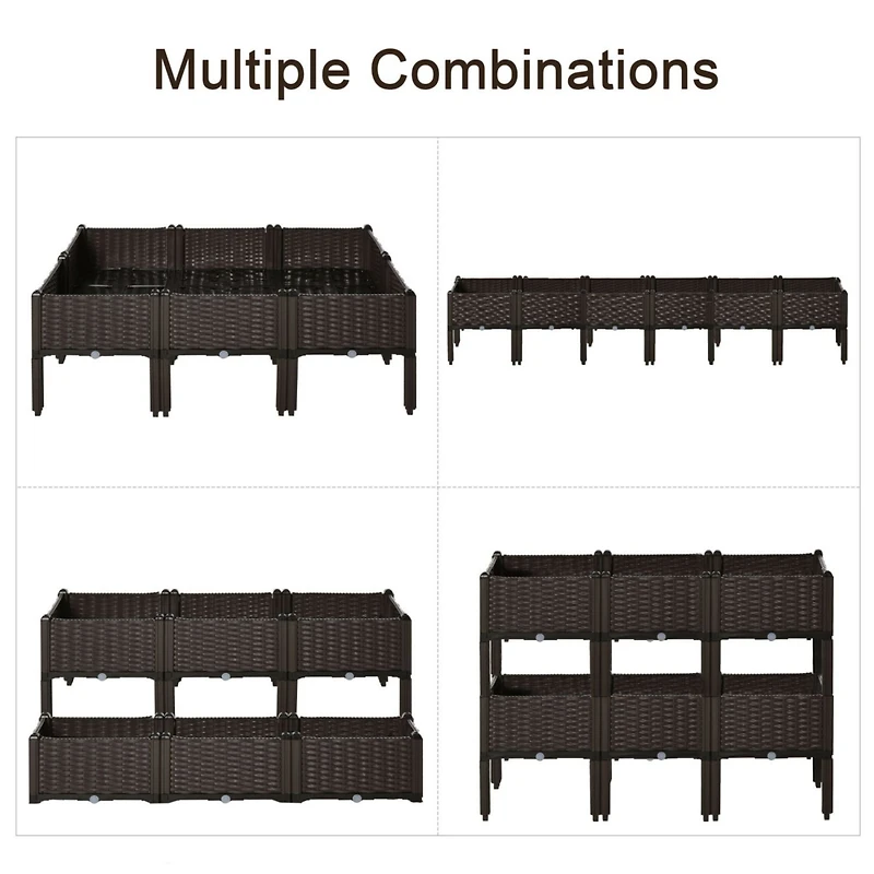 Raised Garden Bed Kit: 6 Elevated Planters with Drainage