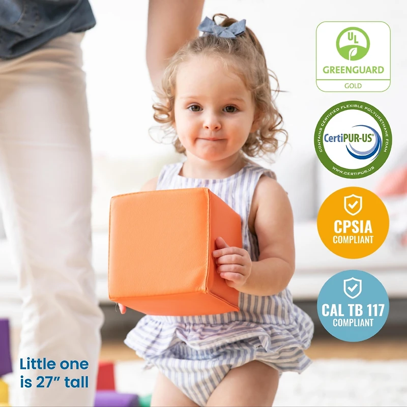 ECR4Kids SoftZone Patchwork Toddler Building Blocks, Assorted, 12-Piece