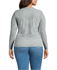 Lands' End Plus Lightweight Waffle Long Sleeve Crew Neck T-Shirt