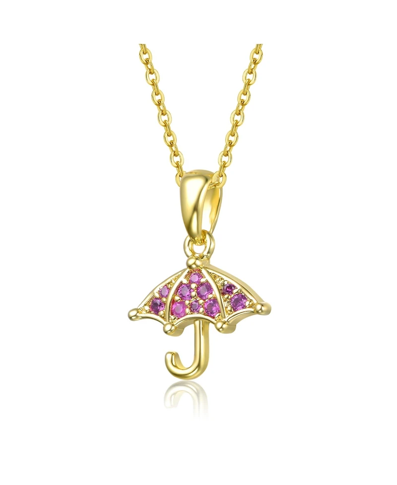 GiGiGirl White Gold Plated Cubic Zirconia Raindrop Umbrella Pendant Charm