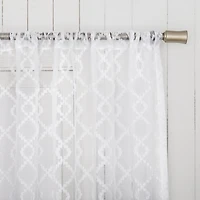 Tina Geometric Clipped Semi-Sheer Rod Pocket Kitchen Curtain Valance and Tiers Set