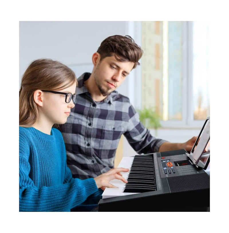 Vebreda 61-Key Electronic Keyboard Piano with 3 Teaching Modes Led Display and Dual Keyboard