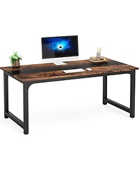 Tribesigns Modern Computer Desk, 63 x 31.5 inch Large Office Desk Computer Table Study Writing Desk Workstation for Home Office, Rustic/Black