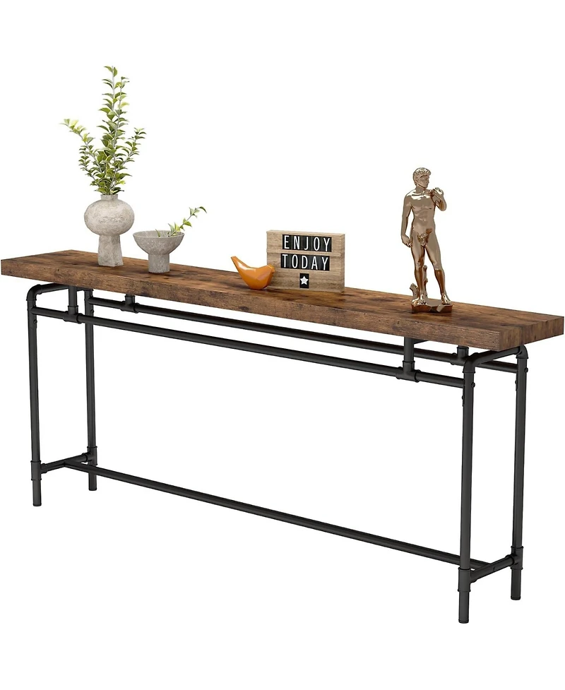 Tribesigns Console Table, 70.9 Inches Extra Long Sofa Table for Living Room, Industrial Narrow Console Sofa Tables Behind Couch, Rustic Brown