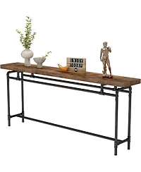 Tribesigns Console Table, 70.9 Inches Extra Long Sofa Table for Living Room, Industrial Narrow Console Sofa Tables Behind Couch, Rustic Brown