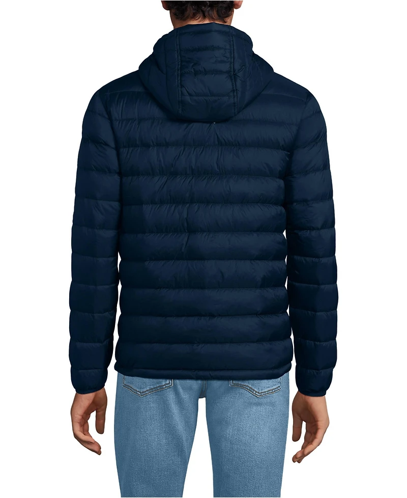 Lands' End Men's Tall Hooded Wanderweight Packable Down Jacket