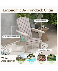 Folding Adirondack Chair Set of 1 with High Backrest & Wide Armrests Wooden