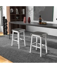 Sugift Set of 2 24/30 Inch Dining Bar Stool with Acacia Wood Frame-30 inches