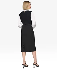 Karl Lagerfeld Paris Women's Layered-Look Charm Logo Sweater Top