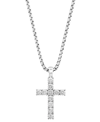 Effy Men's Zircon Cross 22" Pendant Necklace in Sterling Silver