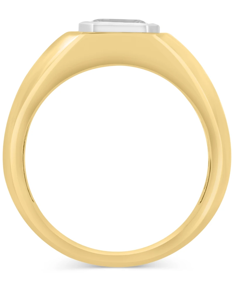 Effy Men's White Sapphire Bezel Ring (1-1/20 ct. t.w.) in Gold-Plated Sterling Silver
