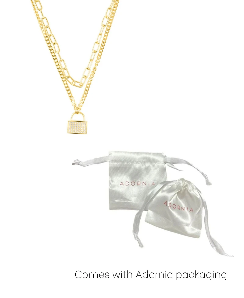 Adorni Adjustable Crystal Layered Chain Lock Necklace