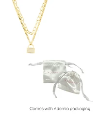 Adorni Adjustable Crystal Layered Chain Lock Necklace