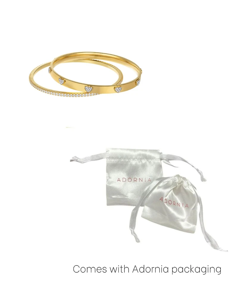 Adornia Gold Tarnish Resistant Cubic Zirconia Hearts Stacking Bangle Set
