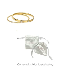 Adornia Gold Tarnish Resistant Cubic Zirconia Hearts Stacking Bangle Set