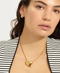 Adornia Gold Tarnish Resistant Adjustable Oversized Puffy Heart Necklace