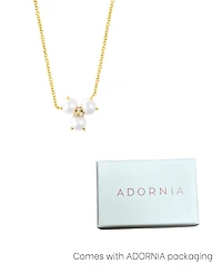 Adornia Gold Adjustable Freshwater Cultivated Pearl Cubic Zirconia 3-Point Flower Necklace