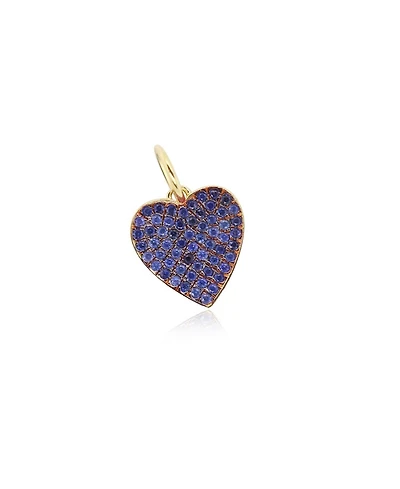 The Lovery Blue Sapphire Pave Heart Charm 14K Gold