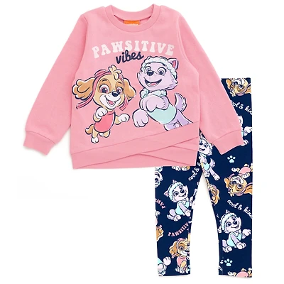 Paw Patrol Baby Girls Crossover Fleece Sweatshirt and Leggings Outfit Set
