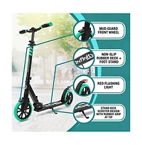 SereneLife Kick Scooter Adult Teenagers Kids- 2 Wheel Kids with Adjustable T-Bar Handlebar - Alloy Anti-Slip Deck