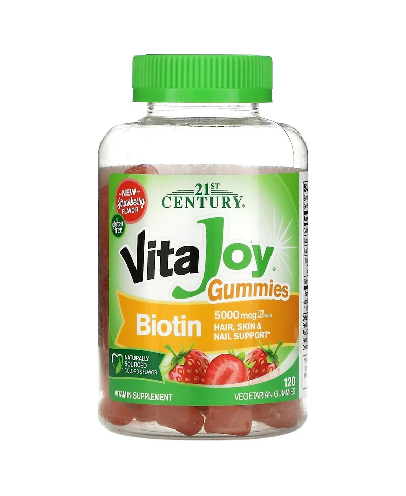 21st Century VitaJoy Biotin Gummies Strawberry 120 Vegetarian Gummies (2