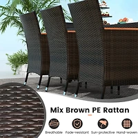 11 Pcs Patio Dining Set with 15ft Double-Sided Umbrella (Base Included)