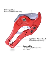 Pex Pipe Cutter 1 5/8” Rubber Pvc Tube Ratchet Type Plastic Hose Cutting Tool