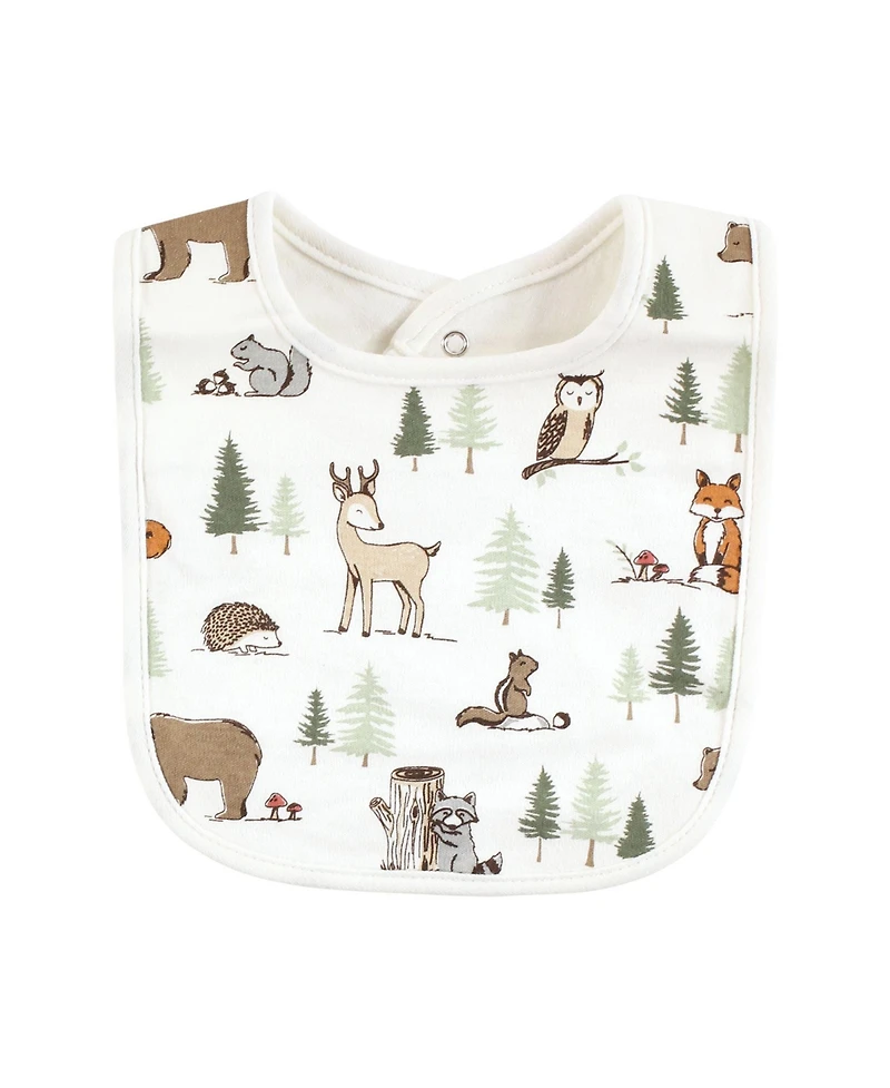 Hudson Baby Unisex Baby Cotton Bibs, Forest Animals, One Size