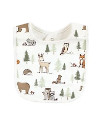 Hudson Baby Unisex Baby Cotton Bibs, Forest Animals, One Size