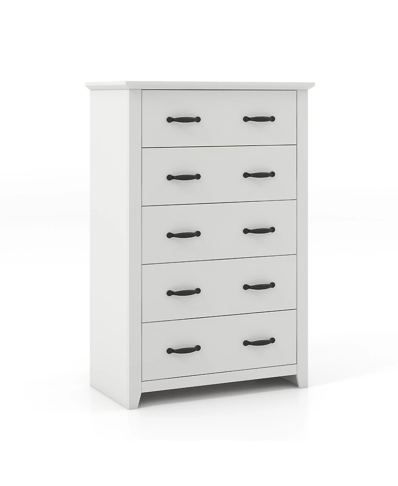 Tall Storage Dresser with 5 Pull-out Drawers for Bedroom Living Room-Walnut