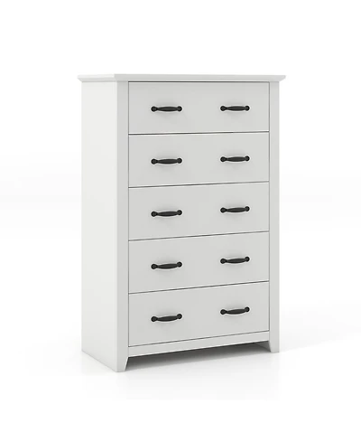 Tall Storage Dresser with 5 Pull-out Drawers for Bedroom Living Room-Walnut