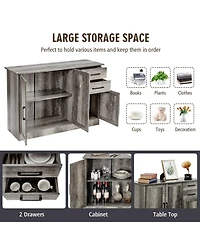 Buffet Storage Cabinet Kitchen Sideboard with 2 Drawers-White