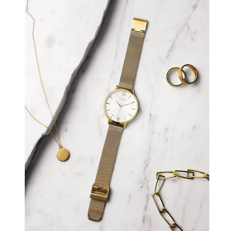 Vincero Gold Women's Eros Petite Watch With Milanese Mesh Band
