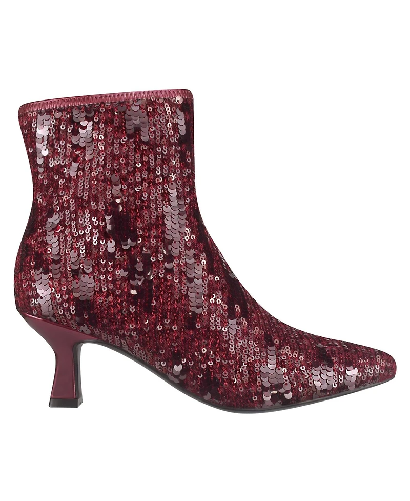 Impo Women's Nidia Sequin Kitten Heel Pointed Toe Ankle Booties