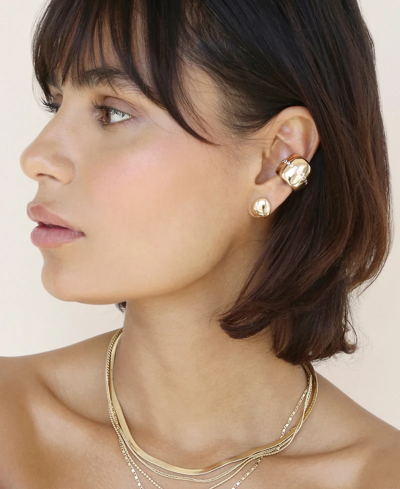 Ettika Center Crystal Line Chunky Cuff Earrings