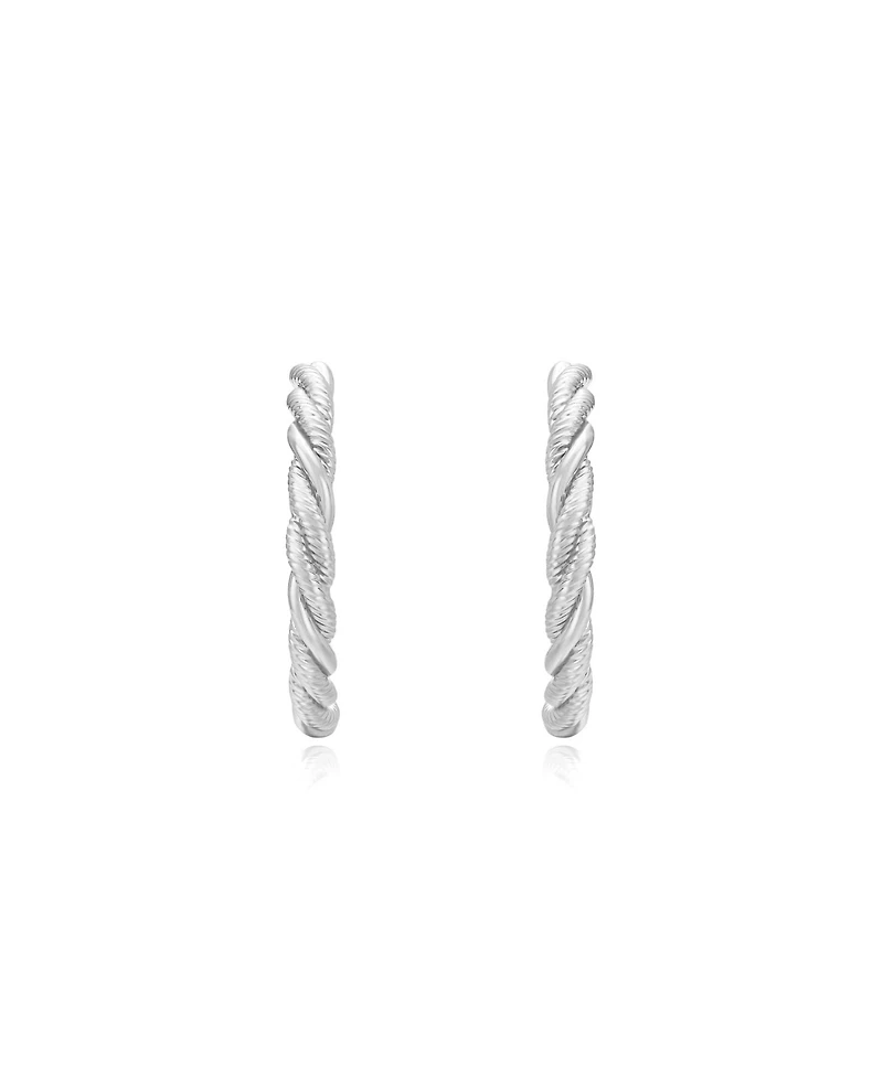 Ettika Silver Plated Spun Strands Hoop Earrings