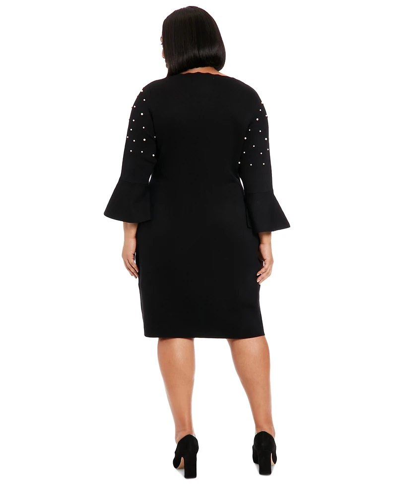 London Times Plus Bell Sleeves Sweater Dress