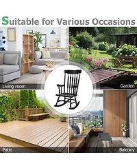 Gymax 2PCS Wooden Rocking Chair Single Rocker Indoor Garden Patio Yard Black
