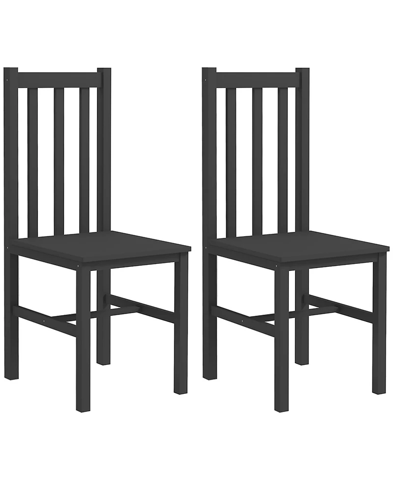 Homcom Farmhouse Armless Dining Chairs, Set of 2 with Slat Back, White
