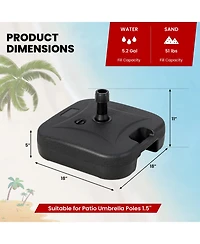 Skonyon Fillable Patio Umbrella Base with Handle Fit 1.5 Inch Umbrella Poles-Black