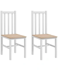 Homcom Farmhouse Armless Dining Chairs, Set of 2 with Slat Back, White