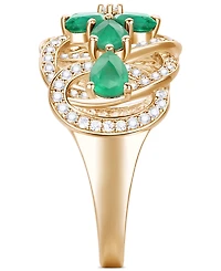 Emerald (2-1/4 ct. t.w.) & Diamond (1/4 Flower Openwork Ring 14k Gold (Also Ruby Sapphire)