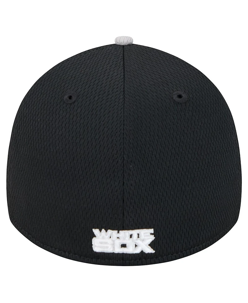 New Era Men's Gray/Black Chicago White Sox Visor Trim 39THIRTY Flex Hat