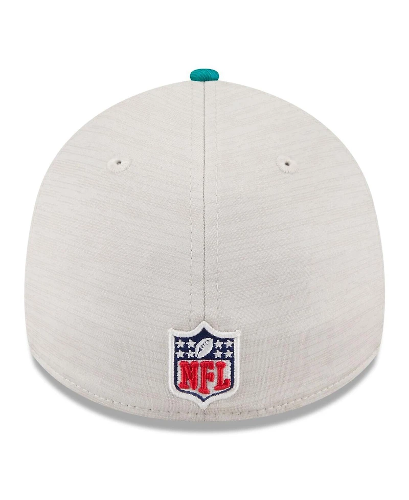 New Era Men's Stone/Aqua Miami Dolphins 2024 Sideline Historic 39THIRTY Flex Hat
