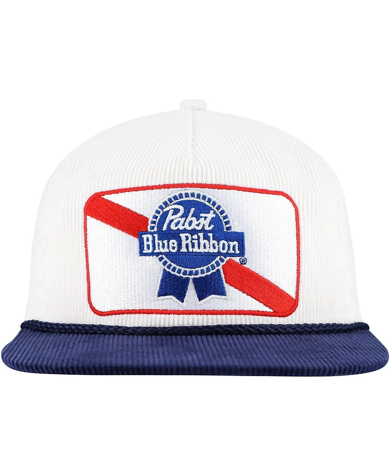 Lids Men's White/Navy Pabst Blue Ribbon Corduroy Rope Golf Snapback Hat