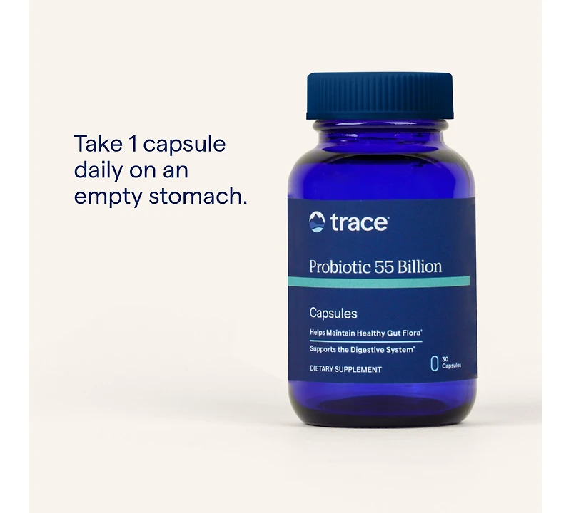 Trace Minerals Probiotic 55 Billion Active Cultures per Capsule 30 Capsules | Bifidobacterium, Lactobacillus, One-a-Day, Delayed-Release Capsules | Pr