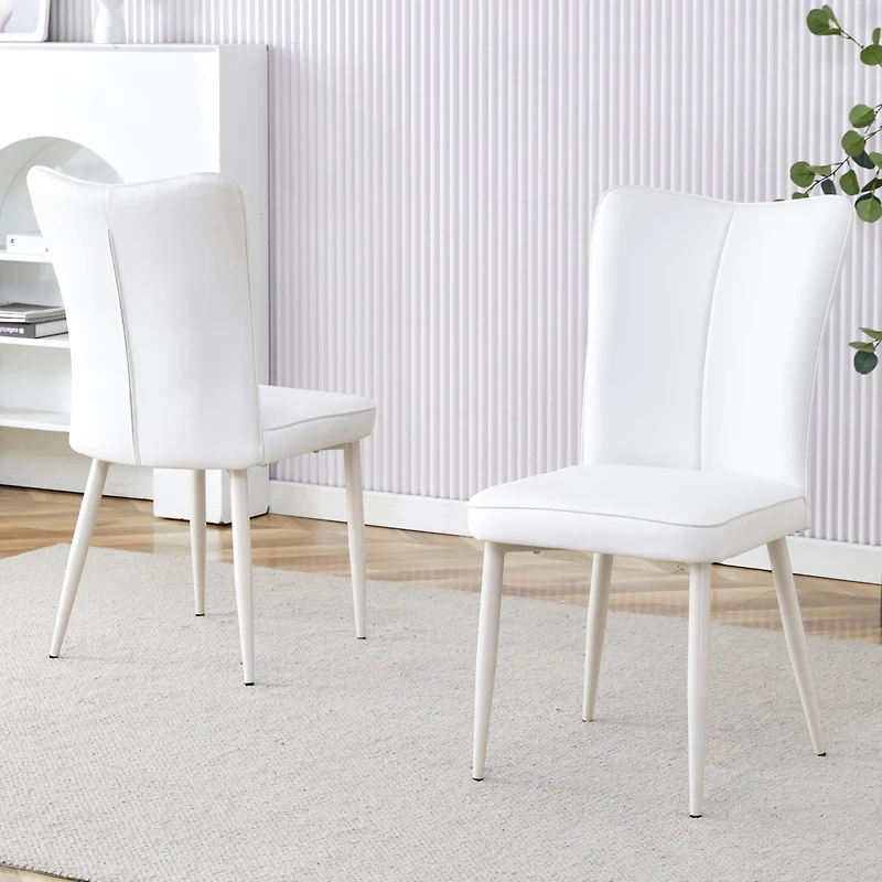 White Modern Minimalist Dining Chairs (Set of 2)